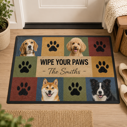 Custom Photo Wipe Your Paws Dog Doormat | Photo Pet Doormat | Gift For Dog Lovers