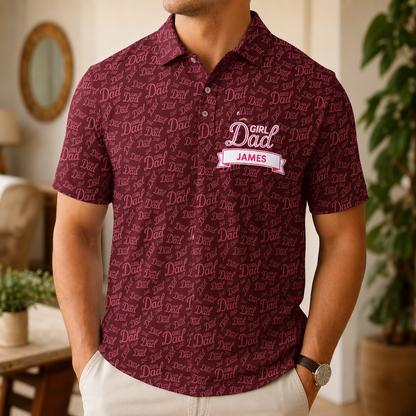 Custom Photo Girl Dad Polo Shirt, Personalized Polo Shirt For Husband Dad Grandfather TOM99