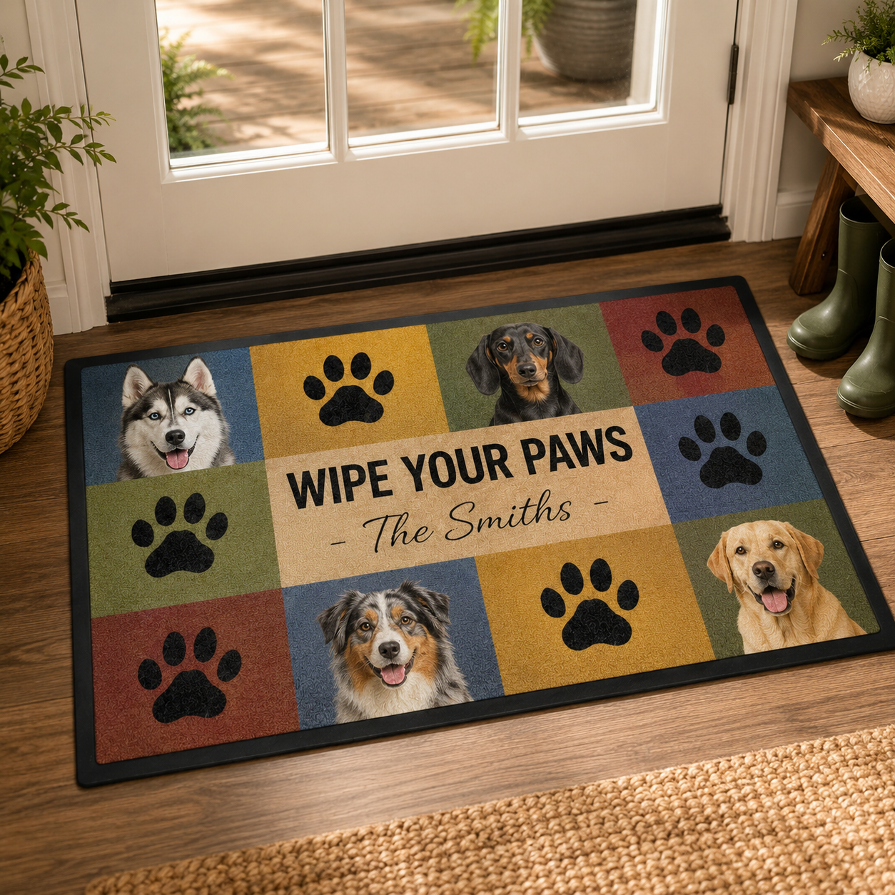 Custom Photo Wipe Your Paws Dog Doormat | Photo Pet Doormat | Gift For Dog Lovers