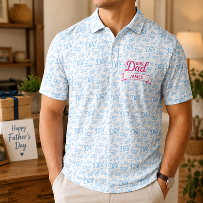 Custom Photo Girl Dad Polo Shirt, Personalized Polo Shirt For Husband Dad Grandfather TOM99