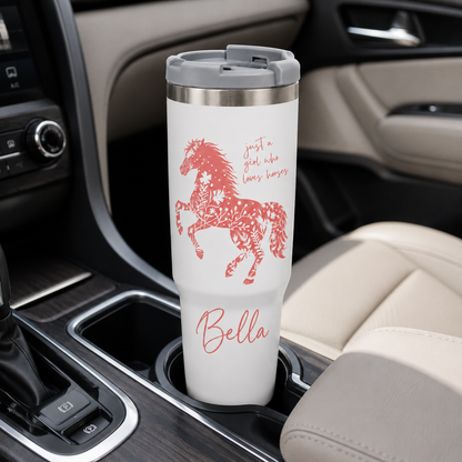 Custom Photo Little Girl Horse 30oz Tumbler | Gift For Horse Lovers | Pet Lover Gifts TOM99