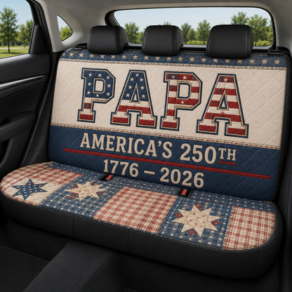 Personalized Papa America Car Rear Seat Cover, Custom Back Seat Protector For Dad, Gift For Dad TOM99