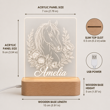 Custom Photo  Wooden Led Light | Personalized Horse Photo Wooden Led Light | Gift For Horse Lovers TOM99