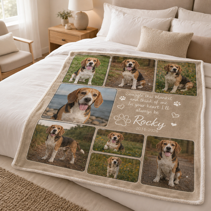 Custom Photo Dog Memories Blanket | Personalized Dog Lovers Gifts | Gift For Dog Lovers TOM99