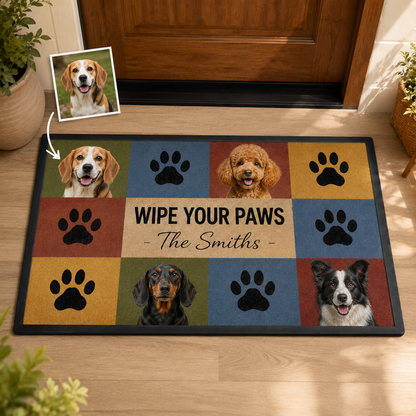 Custom Photo Wipe Your Paws Dog Doormat | Photo Pet Doormat | Gift For Dog Lovers