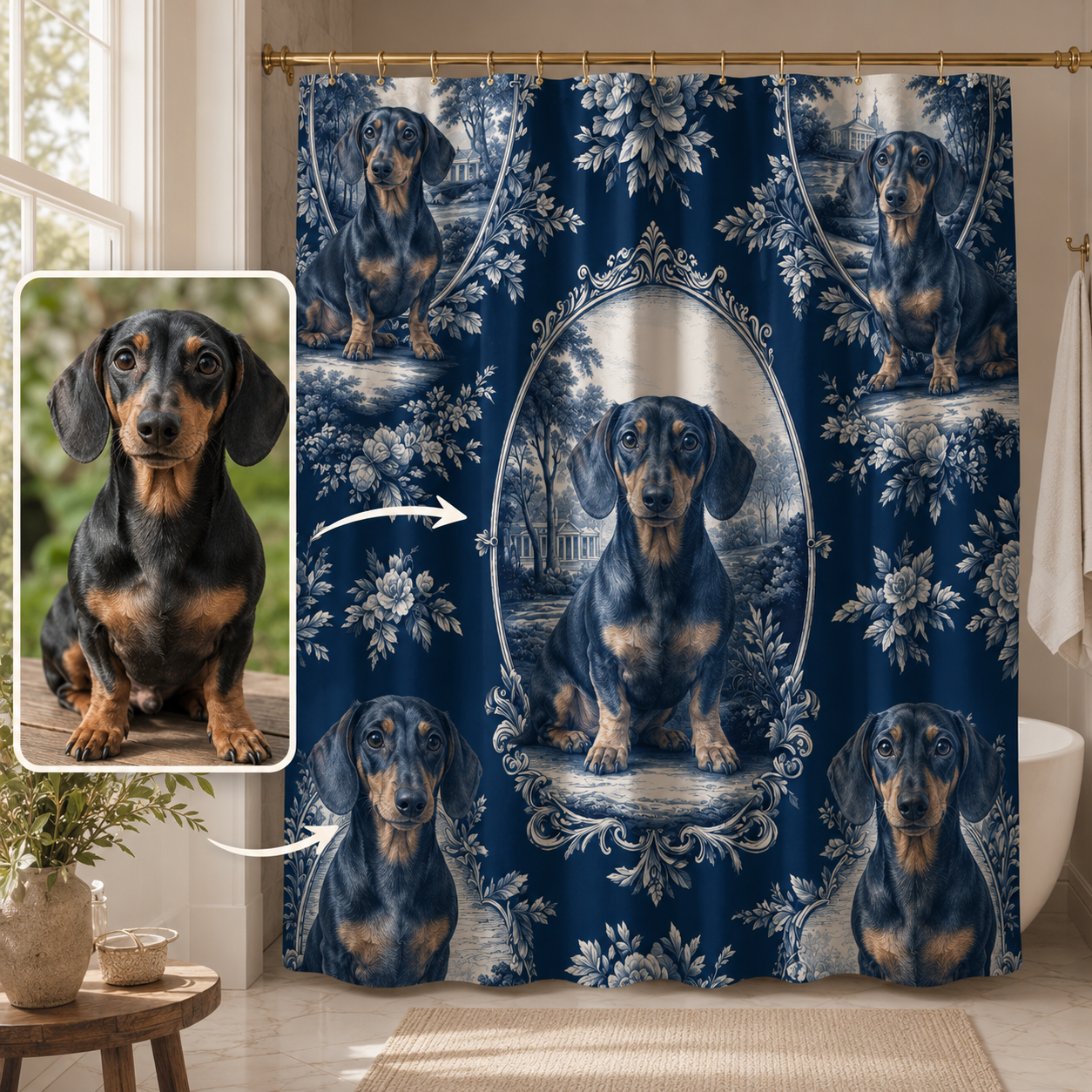 Custom Photo Dog Shower Curtain | Gift For Dog Lovers