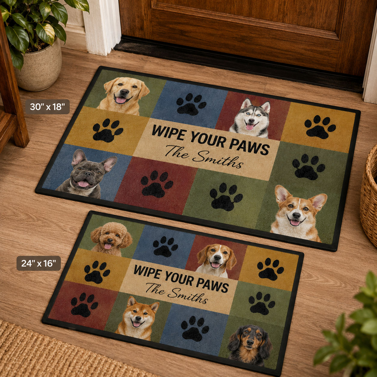 Custom Photo Wipe Your Paws Dog Doormat | Photo Pet Doormat | Gift For Dog Lovers