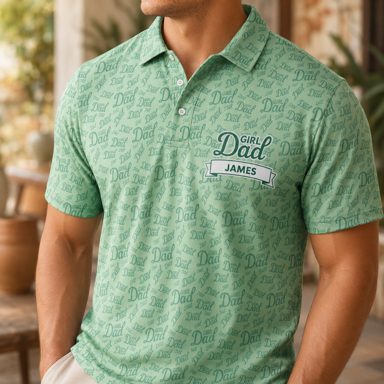 Custom Photo Girl Dad Polo Shirt, Personalized Polo Shirt For Husband Dad Grandfather TOM99