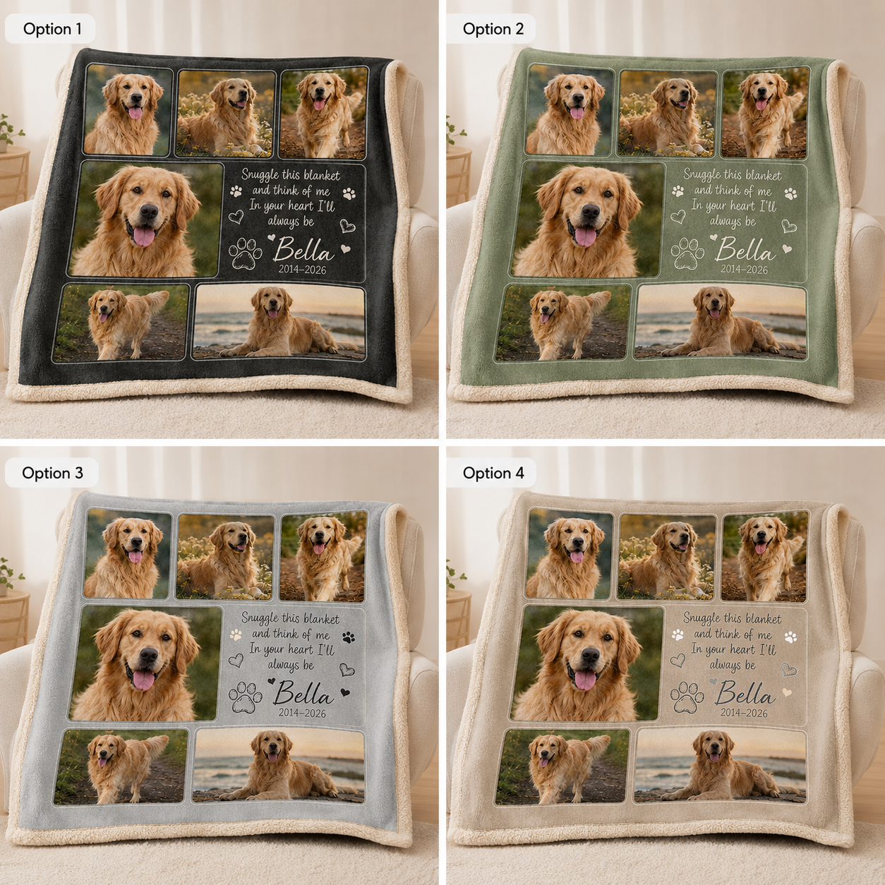 Custom Photo Dog Memories Blanket | Personalized Dog Lovers Gifts | Gift For Dog Lovers TOM99