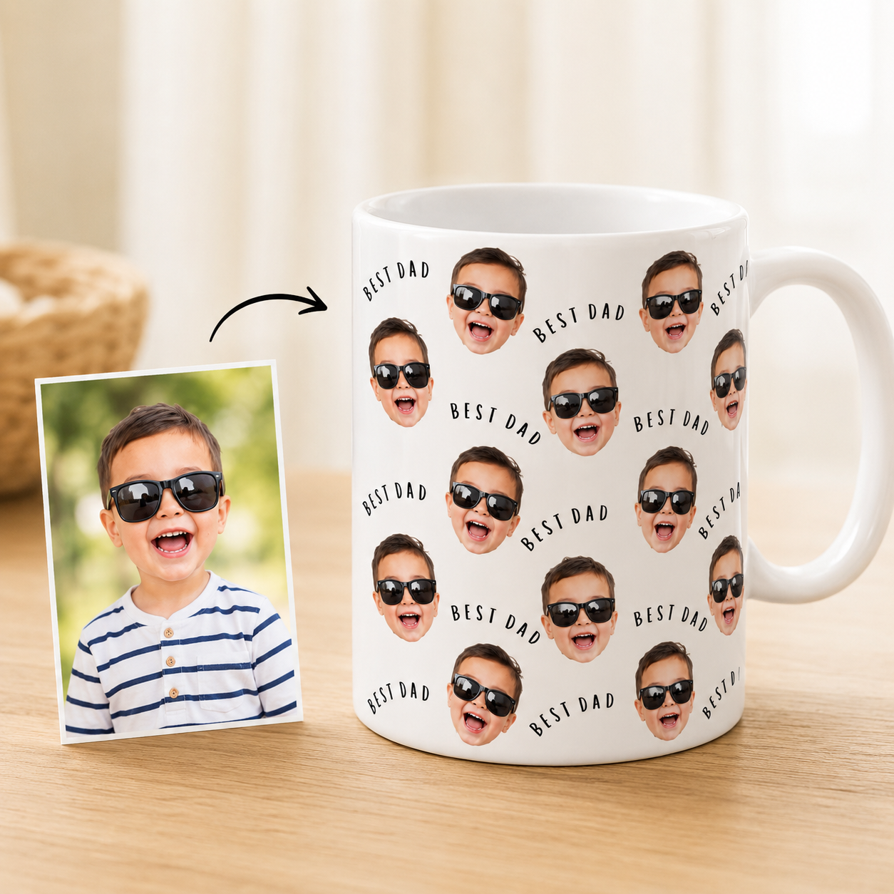 Custom Photo Best Dad Mug, Personalized Mug Mug For Husband Dad Grandfather TOM99