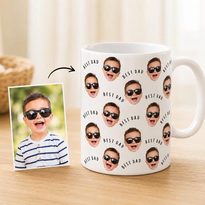 Custom Photo Best Dad Mug, Personalized Mug Mug For Husband Dad Grandfather TOM99