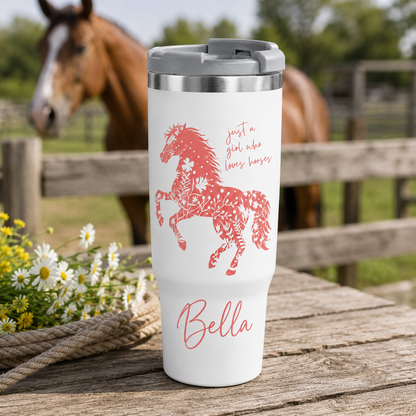 Custom Photo Little Girl Horse 30oz Tumbler | Gift For Horse Lovers | Pet Lover Gifts TOM99
