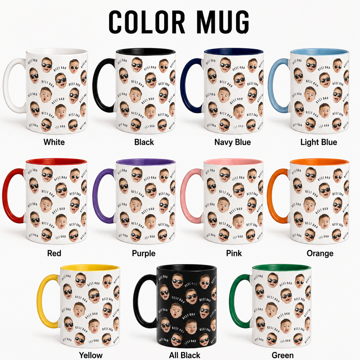 Custom Photo Best Dad Mug, Personalized Mug Mug For Husband Dad Grandfather TOM99