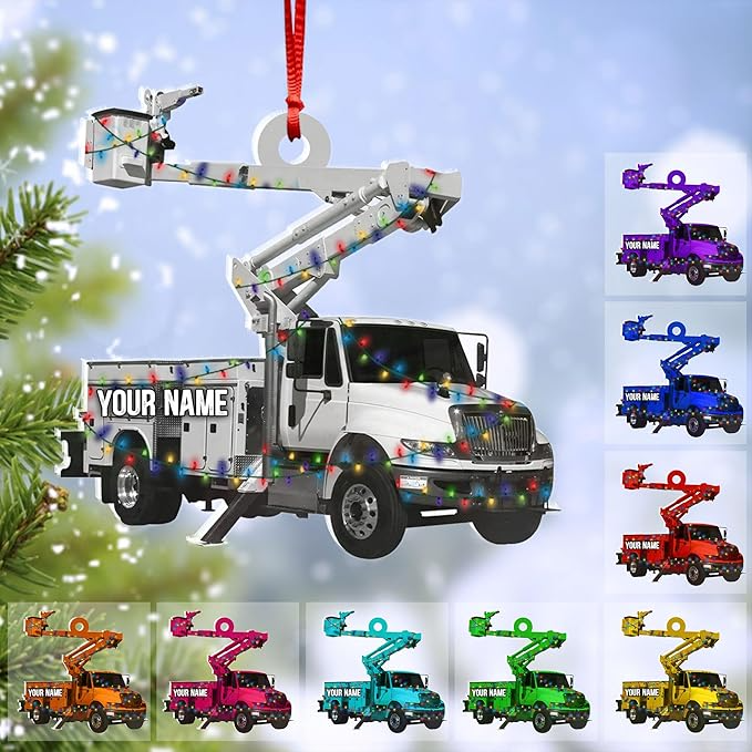 Custom Name Lineman Vehicle Christmas Ornament