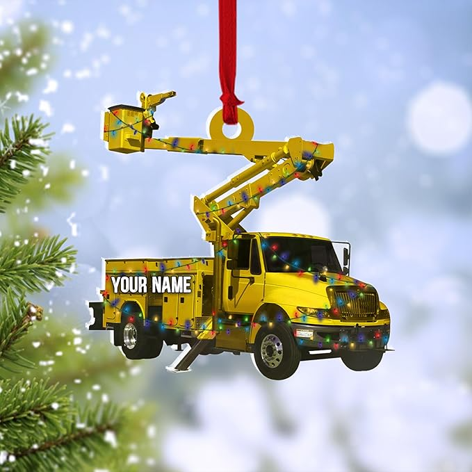 Custom Name Lineman Vehicle Christmas Ornament
