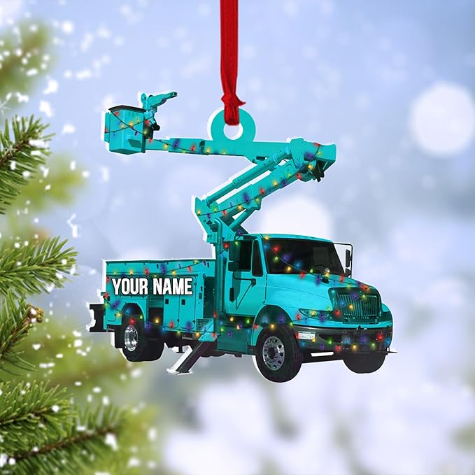 Custom Name Lineman Vehicle Christmas Ornament