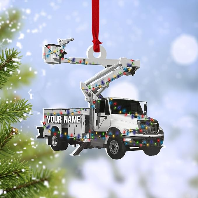 Custom Name Lineman Vehicle Christmas Ornament