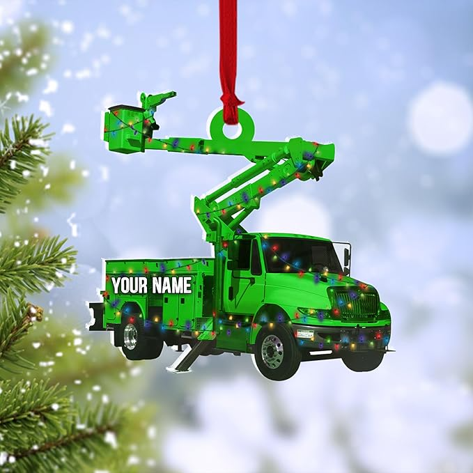 Custom Name Lineman Vehicle Christmas Ornament