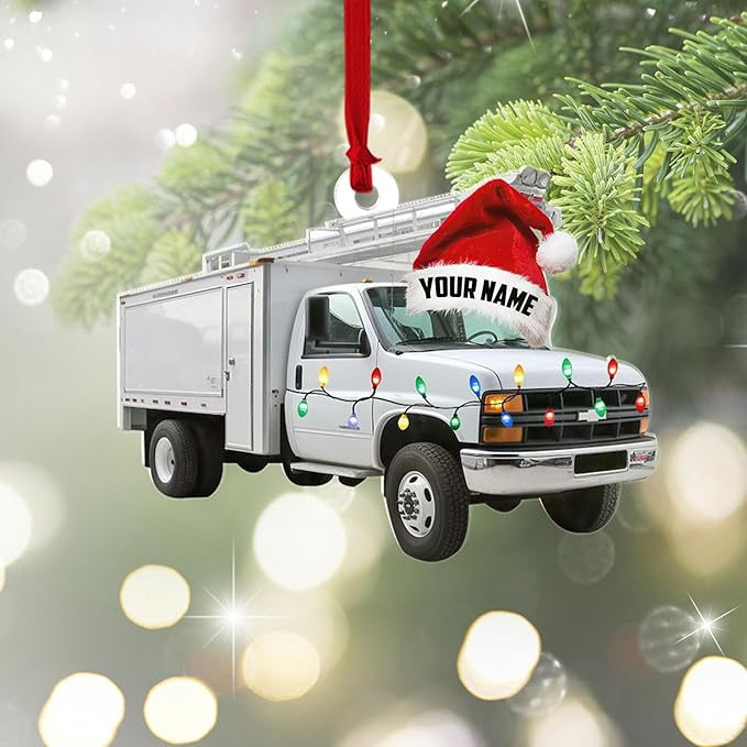 Custom Lineman Vehicle Christmas Ornament
