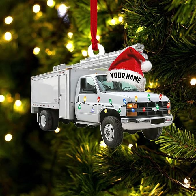 Custom Lineman Vehicle Christmas Ornament