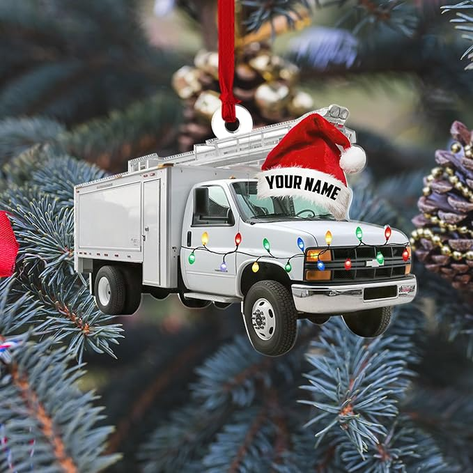 Custom Lineman Vehicle Christmas Ornament