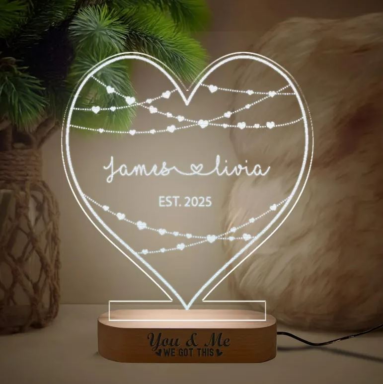 Custom Name And Date Anniversary Led Light | Custom Night Light Decoration | Gift For Couples