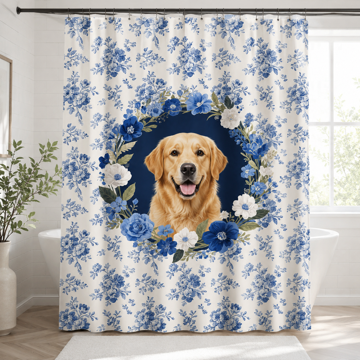 Custom Photo Dog Shower Curtain | Gift For Dog Lovers