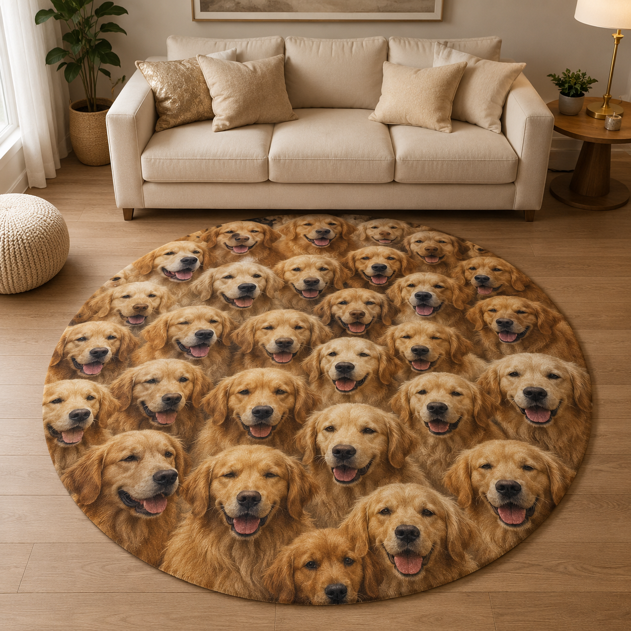 Custom Photo Dog Face Round Carpet | Photo Pet Round Rug | Gift For Dog Lovers