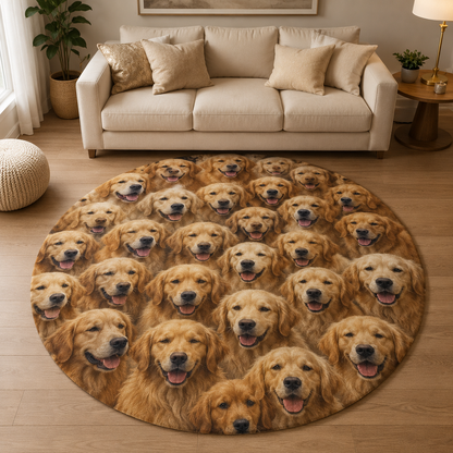 Custom Photo Dog Face Round Carpet | Photo Pet Round Rug | Gift For Dog Lovers