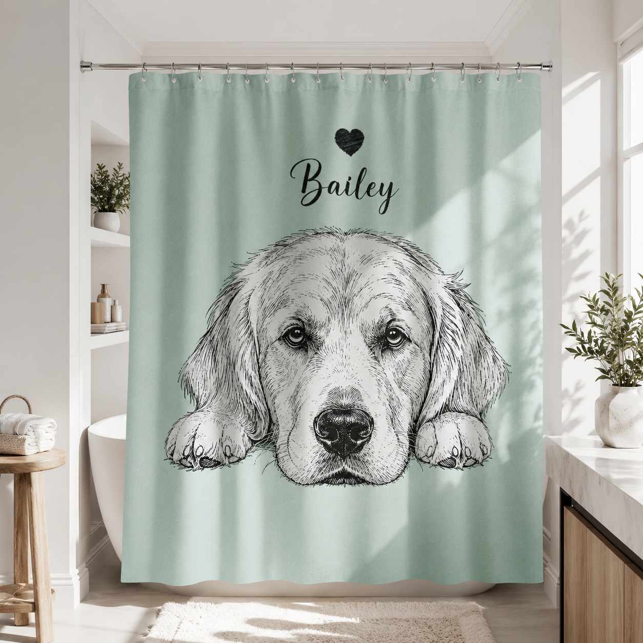 Custom Photo Dog Shower Curtain | Gift For Dog Lovers