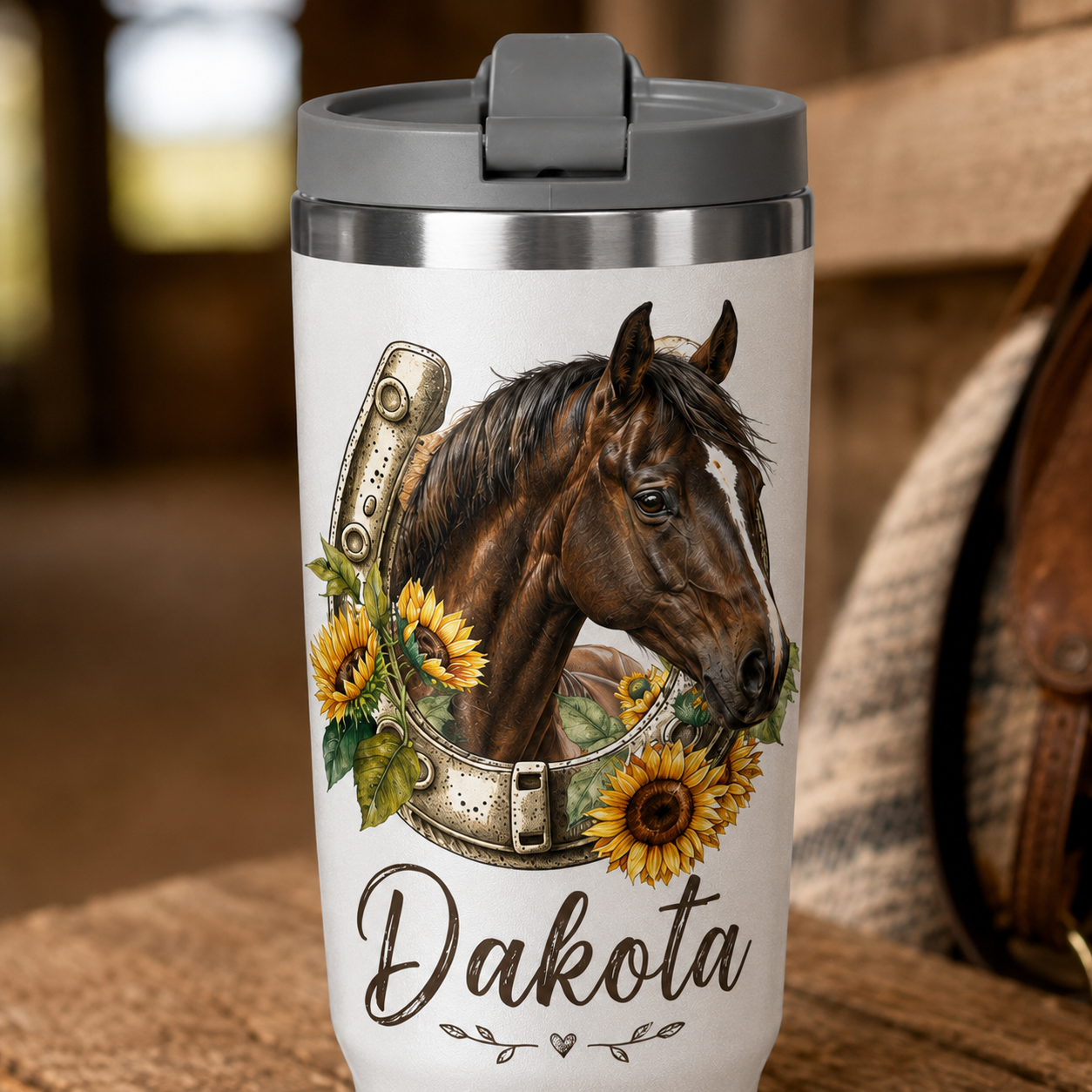 Custom Photo Flower Horse 30oz Tumbler | Gift For Horse Lovers | Pet Lover Gifts TOM99