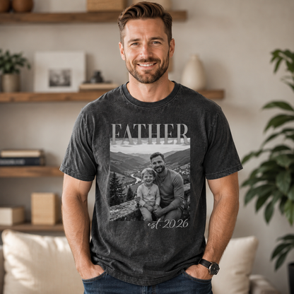 Custom Photo Father Wash T-Shirt, Personalized Dad Gifts | Gift For Dad TOM99