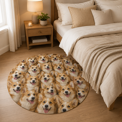 Custom Photo Dog Face Round Carpet | Photo Pet Round Rug | Gift For Dog Lovers