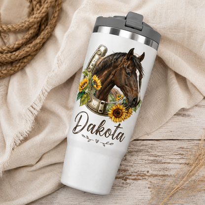 Custom Photo Flower Horse 30oz Tumbler | Gift For Horse Lovers | Pet Lover Gifts TOM99