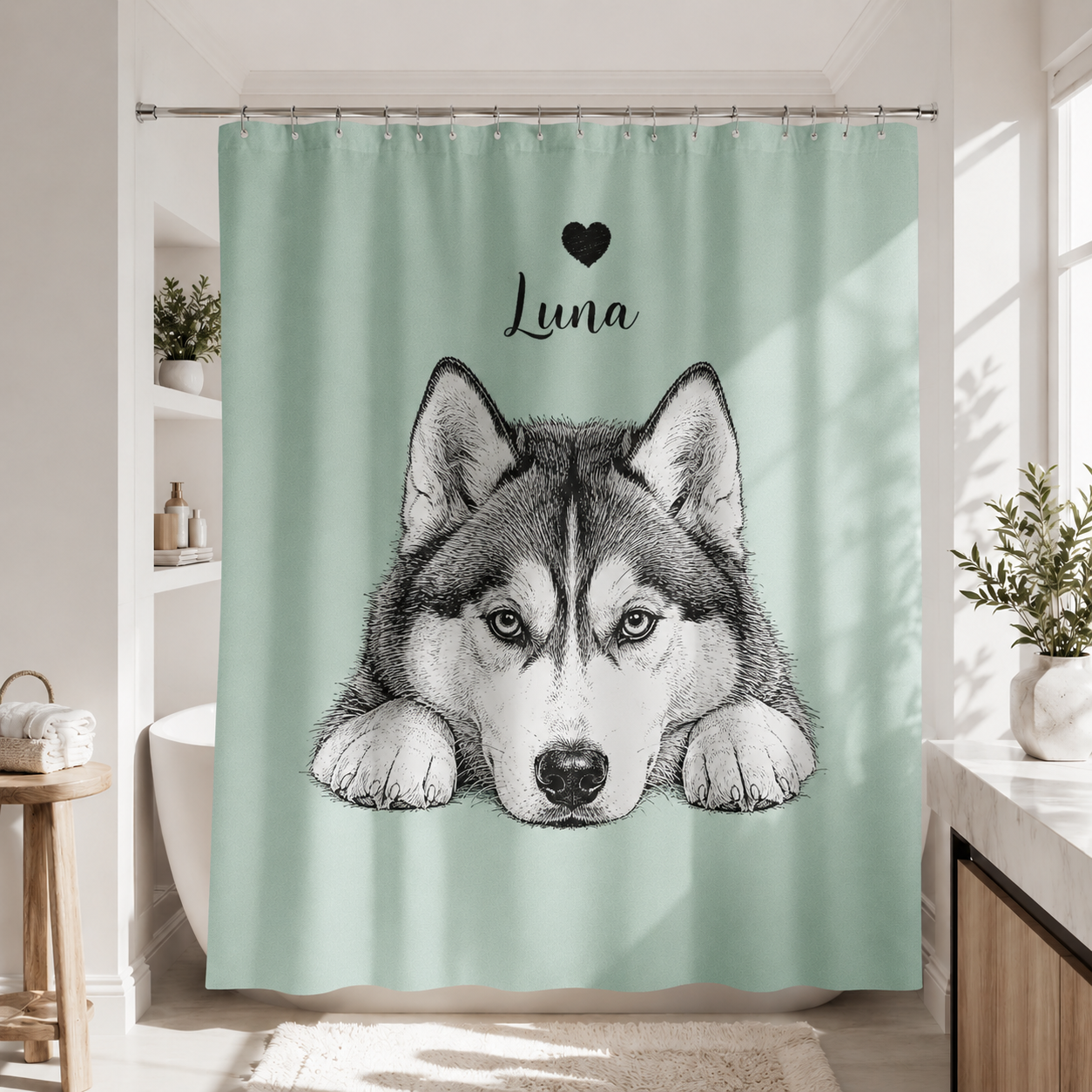 Custom Photo Dog Shower Curtain | Gift For Dog Lovers