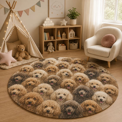 Custom Photo Dog Face Round Carpet | Photo Pet Round Rug | Gift For Dog Lovers