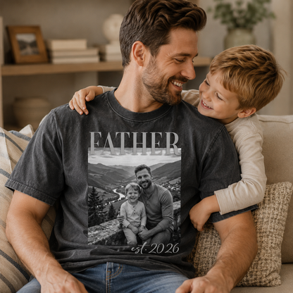 Custom Photo Father Wash T-Shirt, Personalized Dad Gifts | Gift For Dad TOM99