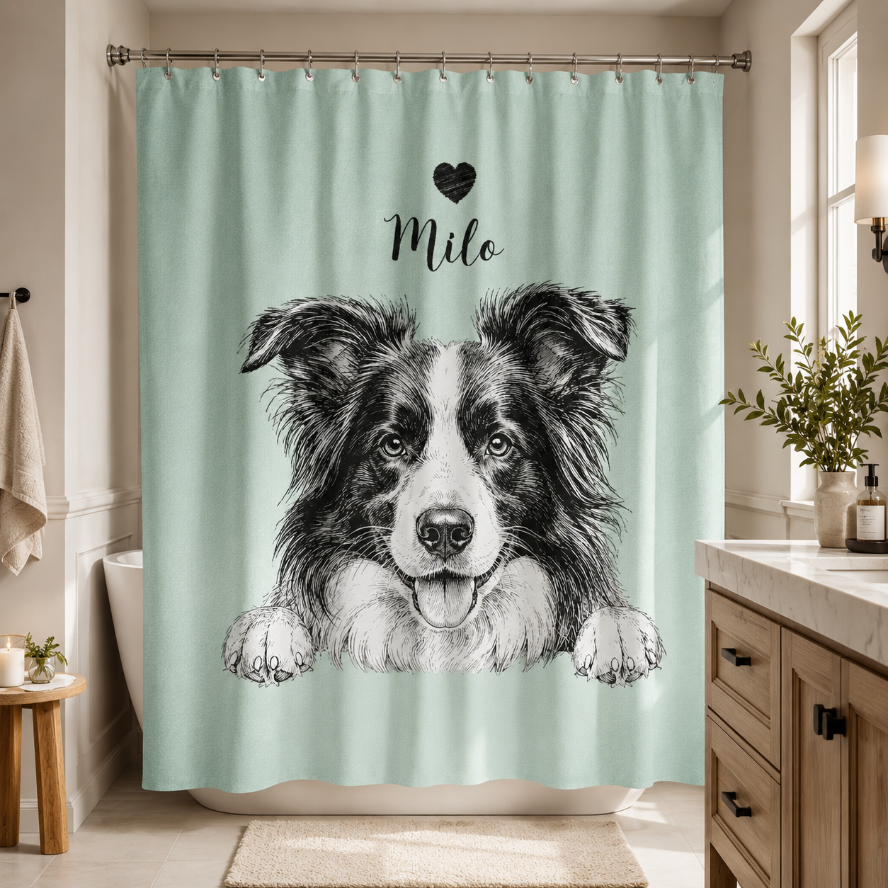 Custom Photo Dog Shower Curtain | Gift For Dog Lovers