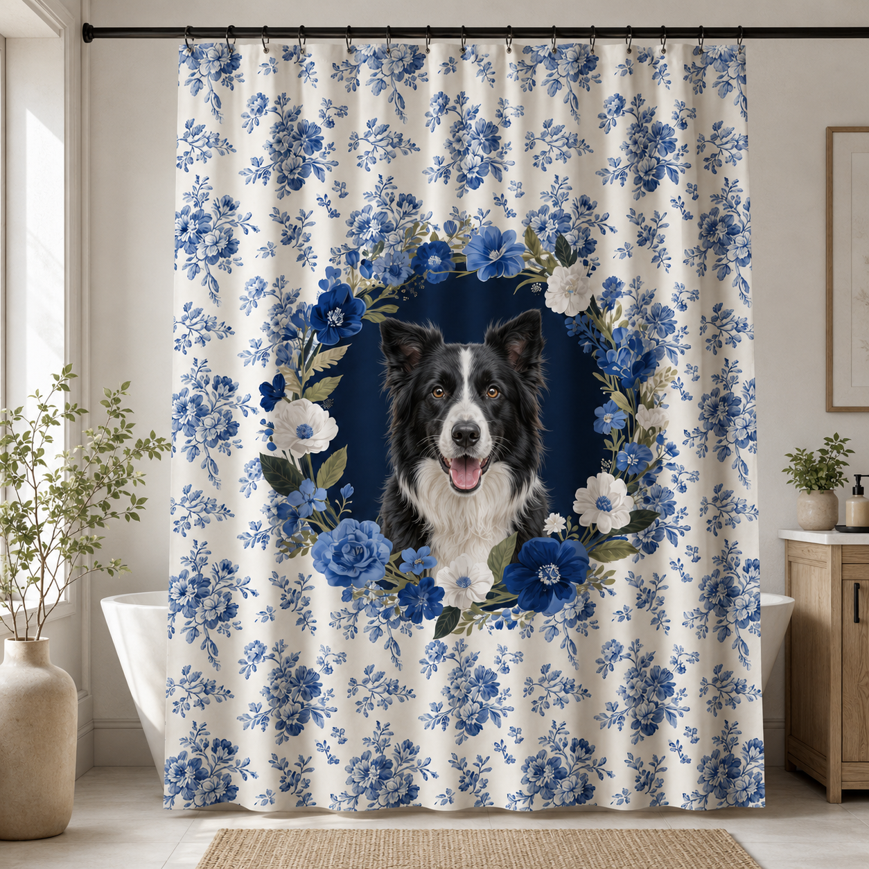 Custom Photo Dog Shower Curtain | Gift For Dog Lovers
