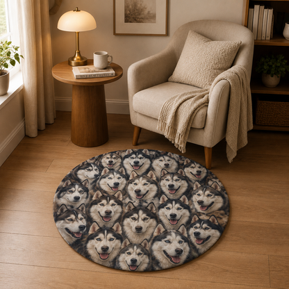 Custom Photo Dog Face Round Carpet | Photo Pet Round Rug | Gift For Dog Lovers