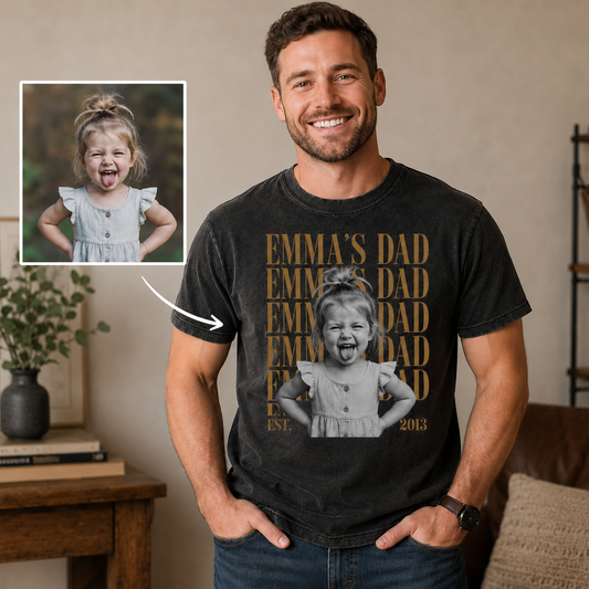 Custom Photo Daughter's Dad Wash T-Shirt, Personalized Dad Gifts | Gift For Dad TOM99
