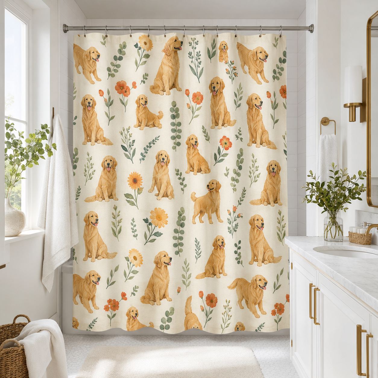 Custom Photo Dog Shower Curtain | Gift For Dog Lovers