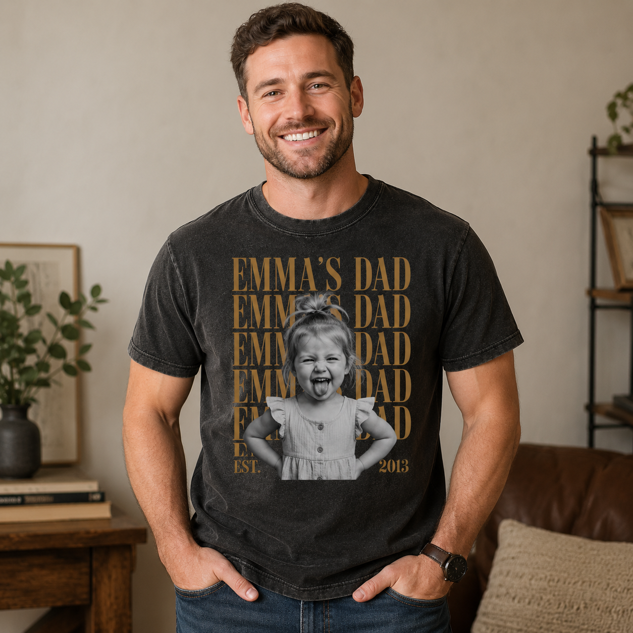 Custom Photo Daughter's Dad Wash T-Shirt, Personalized Dad Gifts | Gift For Dad TOM99