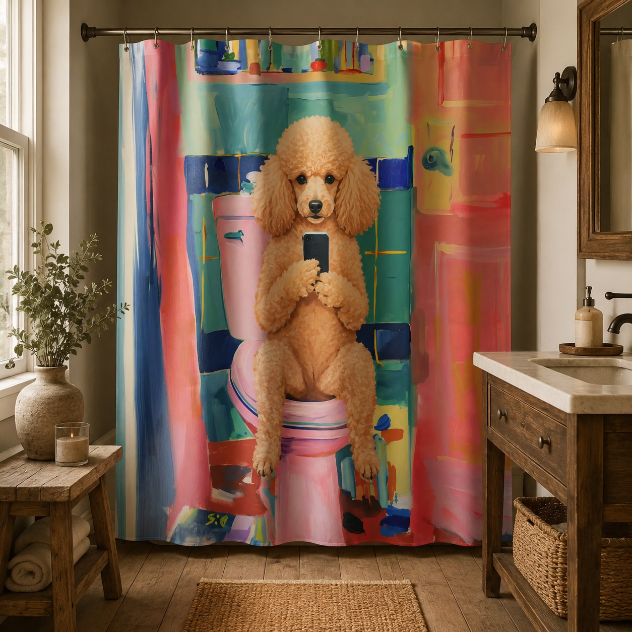 Custom Photo Dog Shower Curtain | Gift For Dog Lovers
