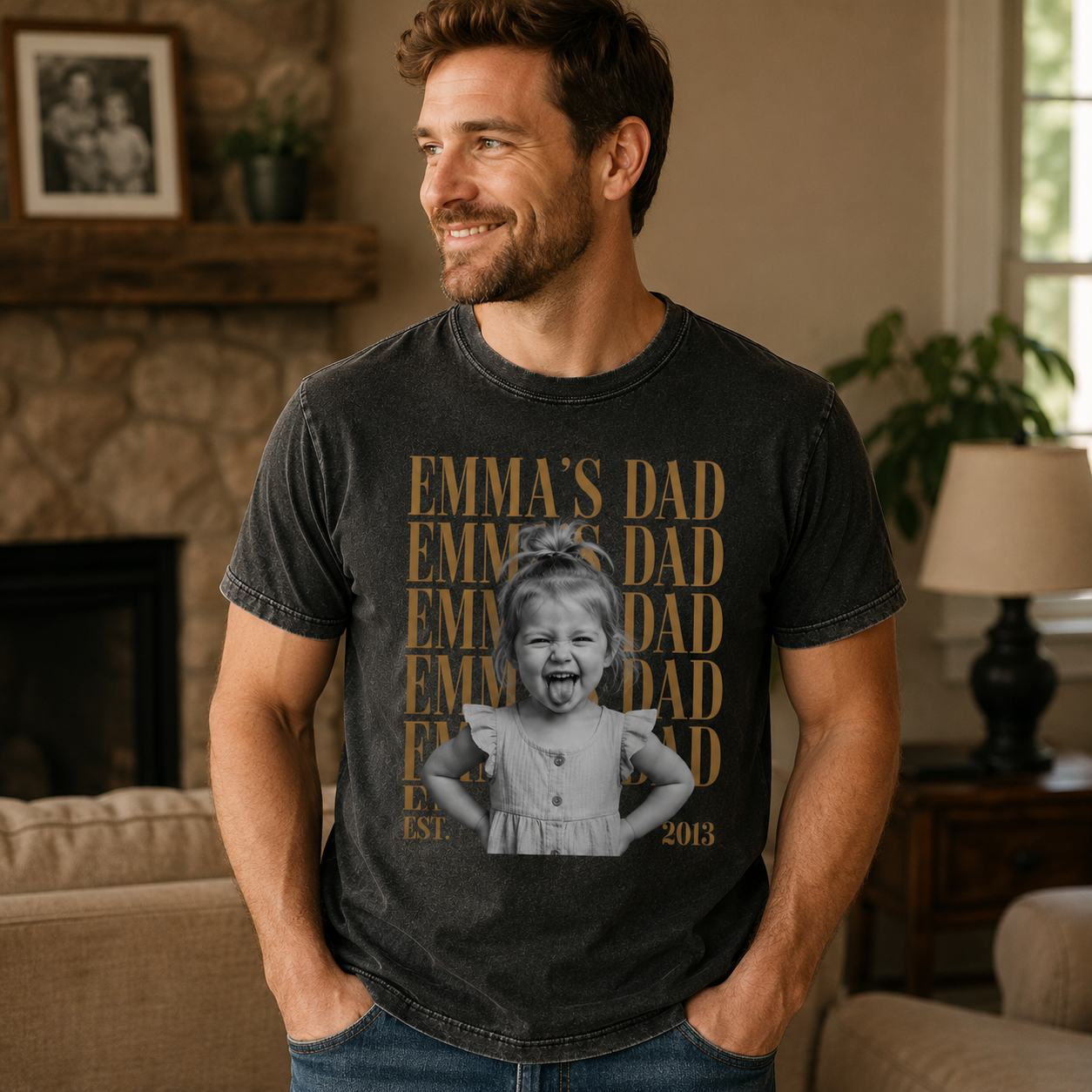 Custom Photo Daughter's Dad Wash T-Shirt, Personalized Dad Gifts | Gift For Dad TOM99