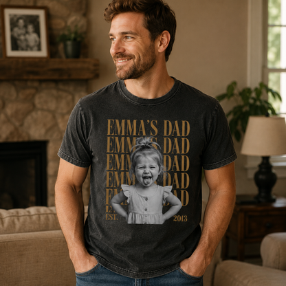 Custom Photo Daughter's Dad Wash T-Shirt, Personalized Dad Gifts | Gift For Dad TOM99