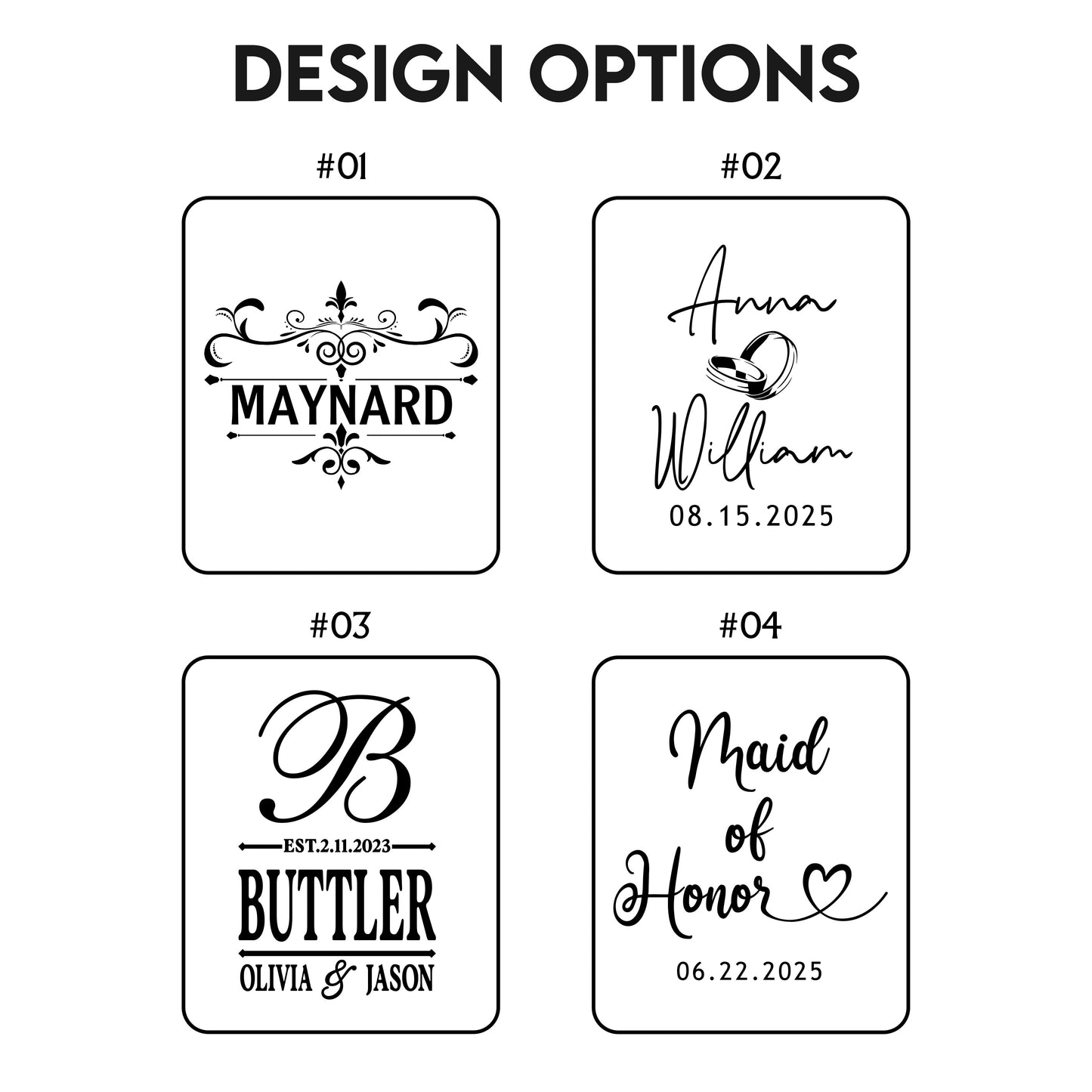 TNG999 Personalized Wedding Bride and Groom Wedding Gifts, Custom Monogram Steamless Wine Glass | Wedding Bridesmaids Wine Glass | Engraved Wine Glass