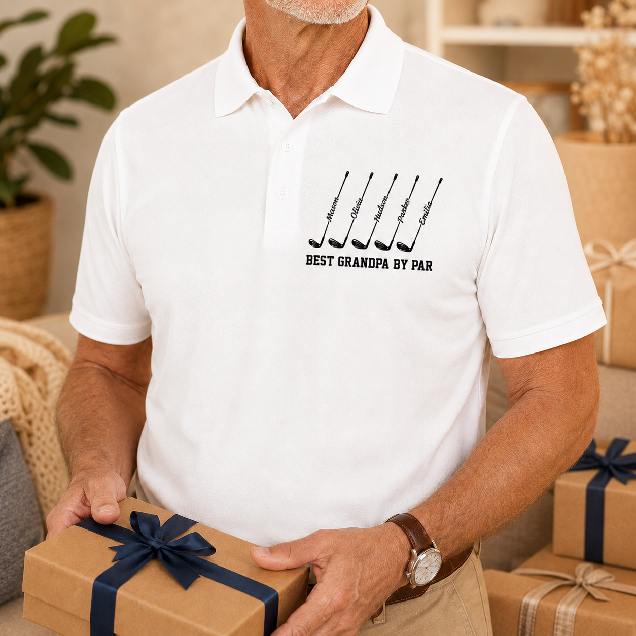 Custom Photo Best Grand By Par Lover Polo Shirt, Personalized Polo Shirt For Husband Dad Grandfather TOM99