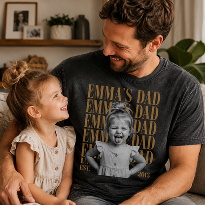 Custom Photo Daughter's Dad Wash T-Shirt, Personalized Dad Gifts | Gift For Dad TOM99