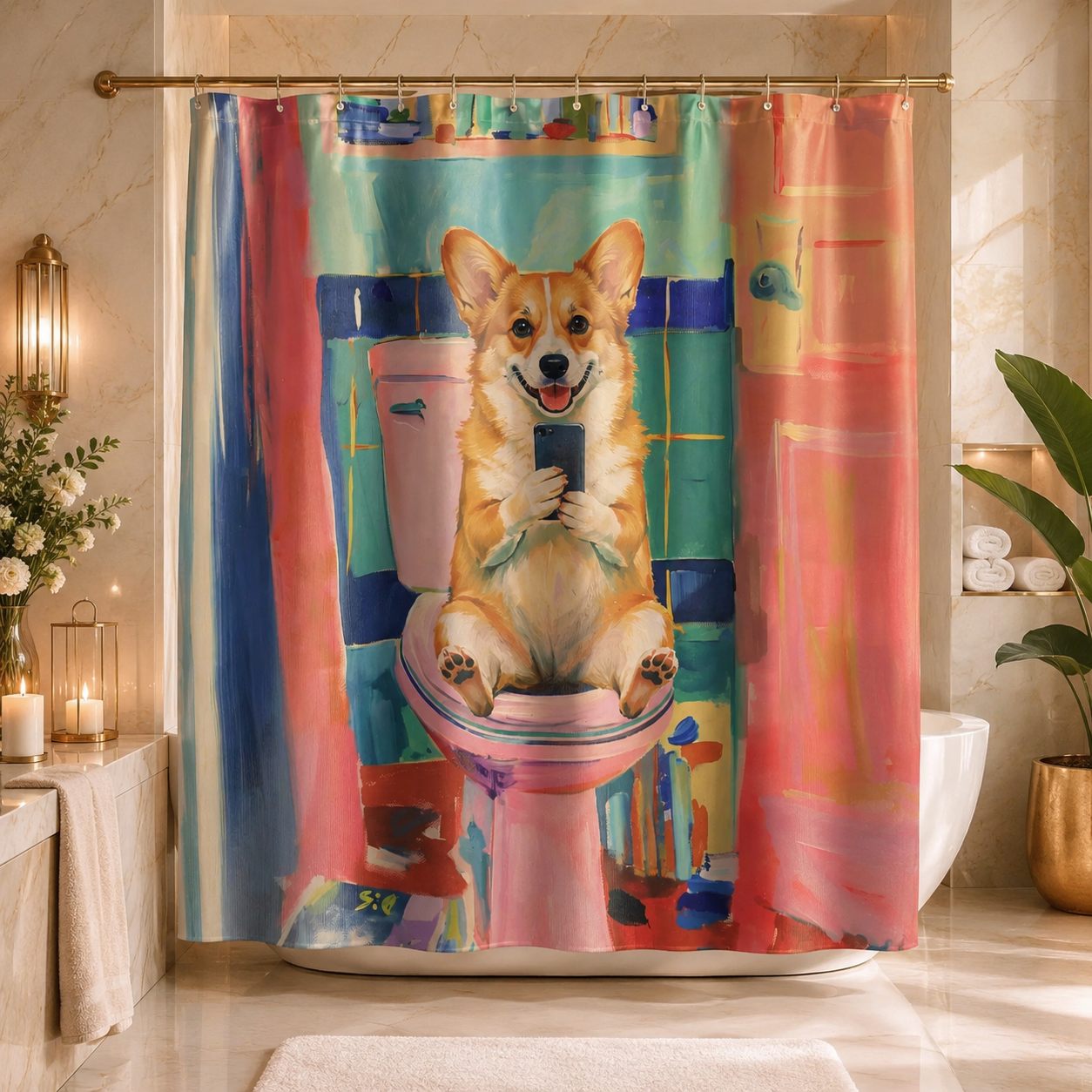 Custom Photo Dog Shower Curtain | Gift For Dog Lovers